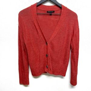 Banana republic three button cardigan orange small knit medium M lightweight